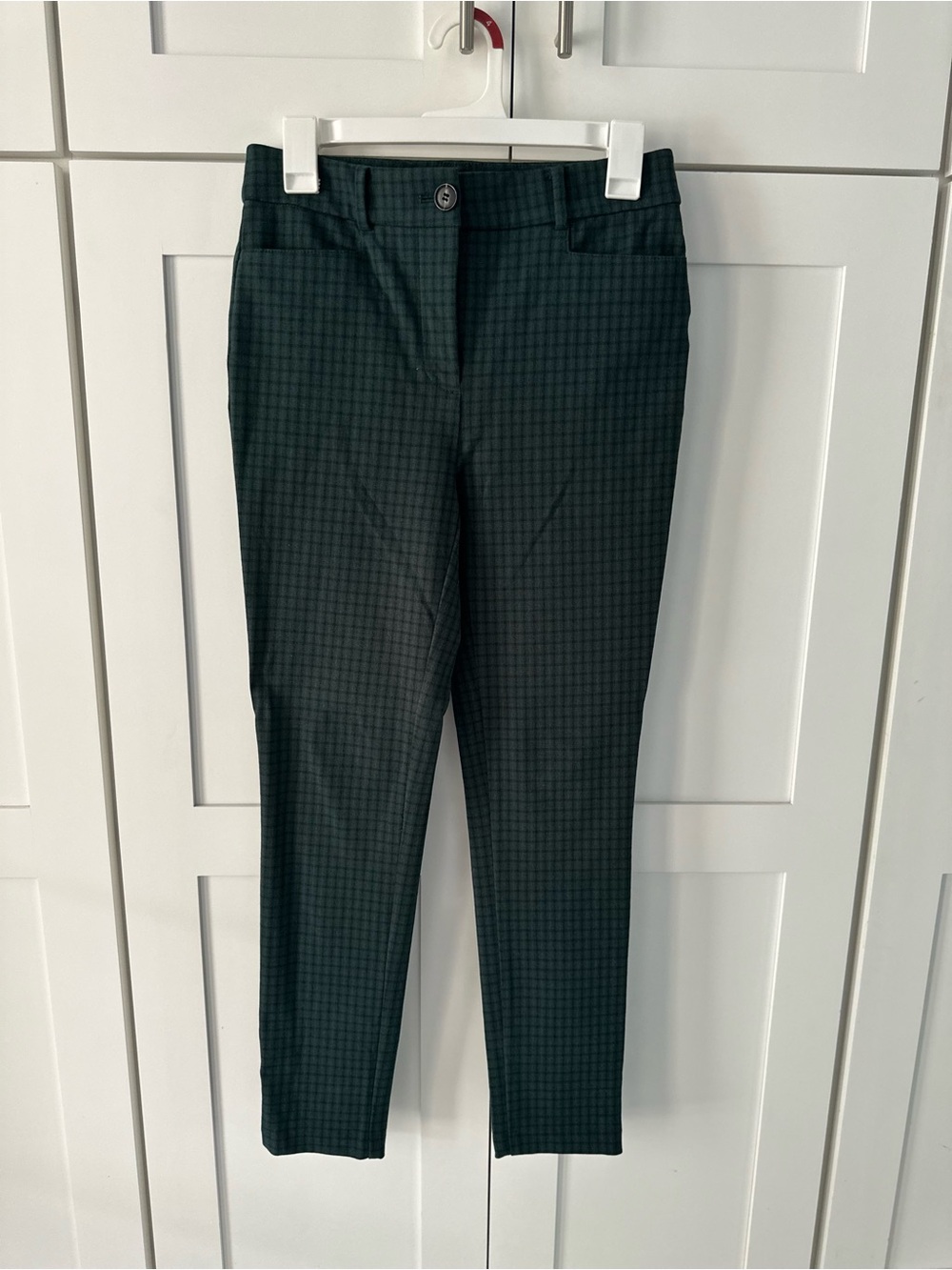 LOFT Dark Green Textured Ankle Pants
